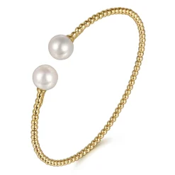 Best Gabriel & Co. 14K Yellow Gold Bujukan Pearls Split Bangle
