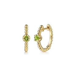 New Gabriel & Co. 14K Yellow Gold Bujukan Peridot 15mm Huggie Earrings