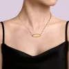 Gabriel & Co. 14K Yellow Gold Bujukan Personalized Elongated Oval Pendant Necklace with Hollow Paperclip Chain