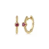 Best Gabriel & Co. 14K Yellow Gold Bujukan Pink Tourmaline 15mm Huggie Earrings