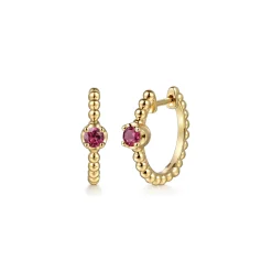 Best Gabriel & Co. 14K Yellow Gold Bujukan Pink Tourmaline 15mm Huggie Earrings