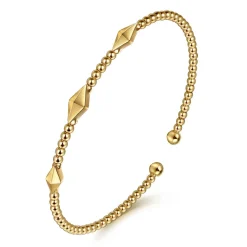 Best Gabriel & Co. 14K Yellow Gold Bujukan Pyramid Stations Bangle