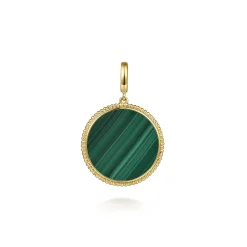 Outlet Gabriel & Co. 14K Yellow Gold Bujukan Round Malachite Medallion Pendant With Detachable Bail