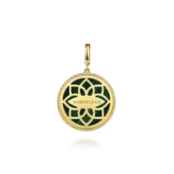 Outlet Gabriel & Co. 14K Yellow Gold Bujukan Round Malachite Medallion Pendant With Detachable Bail