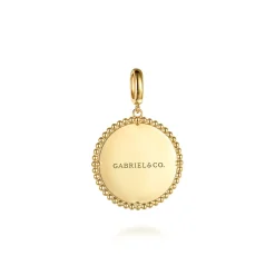 Outlet Gabriel & Co. 14K Yellow Gold Bujukan Round Personalized Medallion Pendant in size 24mm With Detachable Bail