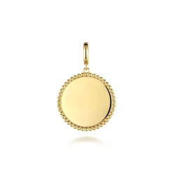 Outlet Gabriel & Co. 14K Yellow Gold Bujukan Round Personalized Medallion Pendant in size 24mm With Detachable Bail