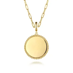 Outlet Gabriel & Co. 14K Yellow Gold Bujukan Round Personalized Medallion Pendant in size 24mm With Detachable Bail