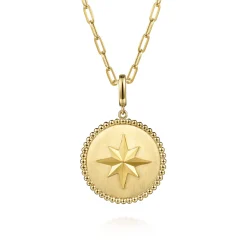 Discount Gabriel & Co. 14K Yellow Gold Bujukan Round Starburst Medallion Pendant With Detachable Bail