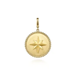 Discount Gabriel & Co. 14K Yellow Gold Bujukan Round Starburst Medallion Pendant With Detachable Bail