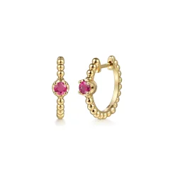 Outlet Gabriel & Co. 14K Yellow Gold Bujukan Ruby 15mm Huggie Earrings
