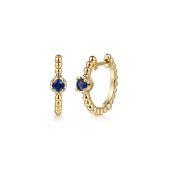 Online Gabriel & Co. 14K Yellow Gold Bujukan Sapphire 15mm Huggie Earrings