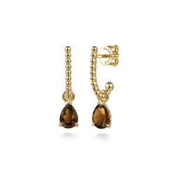 Hot Gabriel & Co. 14K Yellow Gold Bujukan Smoky Quartz J Hoop Earrings