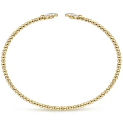 Hot Gabriel & Co. 14K Yellow Gold Bujukan Split Cuff Bracelet with Diamond Pave Fan Caps