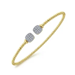 Online Gabriel & Co. 14K Yellow Gold Bujukan Split Cuff Bracelet with Pave Diamond Squares