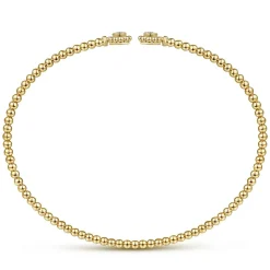 Outlet Gabriel & Co. 14K Yellow Gold Bujukan Split Cuff Bracelet with Diamond Flower Caps