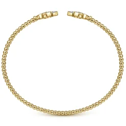 Best Gabriel & Co. 14K Yellow Gold Bujukan Split Cuff Bracelet with Diamond Flower Caps