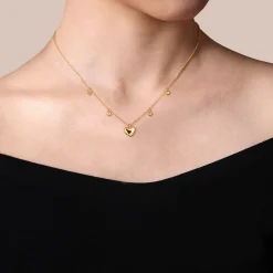Online Gabriel & Co. 14K Yellow Gold Bujukan Station Necklace with Heart Drop