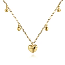 Online Gabriel & Co. 14K Yellow Gold Bujukan Station Necklace with Heart Drop