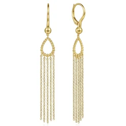 New Gabriel & Co. 14K Yellow Gold Bujukan Teardrop Tassel Earrings