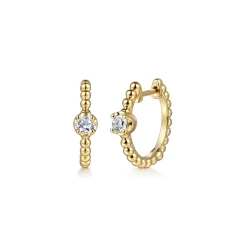 Discount Gabriel & Co. 14K Yellow Gold Bujukan White Sapphire 15mm Huggie Earrings