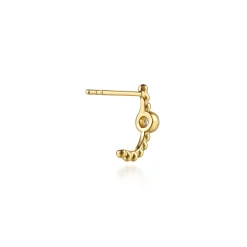 Best Gabriel & Co. 14K Yellow Gold Bujukan White Sapphire J Hoop Earrings