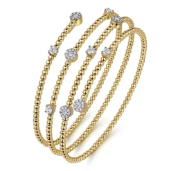 Gabriel & Co. 14K Yellow Gold Bujukan Wrap Diamond Bangle