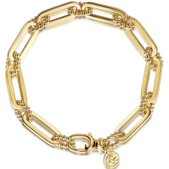 Gabriel & Co. 14K Yellow Gold Casted Bujukan Ball Link and Hollow Paperclip Link Chain Bracelet