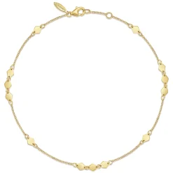 New Gabriel & Co. 14K Yellow Gold Chain Ankle Bracelet with Diamond Shaped Stations