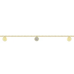 Online Gabriel & Co. 14K Yellow Gold Chain Ankle Bracelet with Round Hammered and Diamond Disc Drops