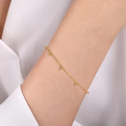 New Gabriel & Co. 14K Yellow Gold Chain Bracelet with Metal Bead Drops