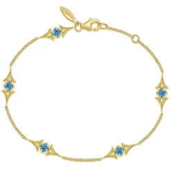 Discount Gabriel & Co. 14K Yellow Gold Chain Bracelet with Blue Topaz Triangle Stations