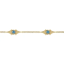 Discount Gabriel & Co. 14K Yellow Gold Chain Bracelet with Blue Topaz Triangle Stations