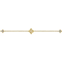 Best Gabriel & Co. 14K Yellow Gold Chain Bracelet with White Sapphire Clover Stations