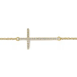 Gabriel & Co. 14K Yellow Gold Chain Bracelet with Diamond Cross
