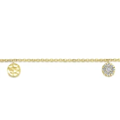 Sale Gabriel & Co. 14K Yellow Gold Chain Bracelet with Hammered and Pave Diamond Discs
