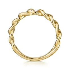 Online Gabriel & Co. 14K Yellow Gold Chain Link Ring Band with Pave Diamond Station