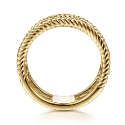 Best Gabriel & Co. 14K Yellow Gold Chain Link Ring with Twisted Rope Frame