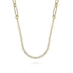 Clearance Gabriel & Co. 14K Yellow Gold Chain Necklace with Paper Clip Stations
