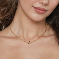 Clearance Gabriel & Co. 14K Yellow Gold Chain Necklace with Single Circle Station