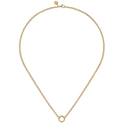 Clearance Gabriel & Co. 14K Yellow Gold Chain Necklace with Single Circle Station