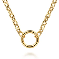 Clearance Gabriel & Co. 14K Yellow Gold Chain Necklace with Single Circle Station