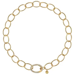 Sale Gabriel & Co. 14K Yellow Gold Chain Necklace with Diamond Oval Pendant