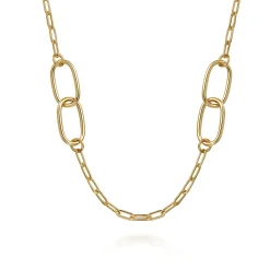Best Gabriel & Co. 14K Yellow Gold Chain Necklace with Oval Link Stations