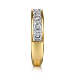 Sale Gabriel & Co. 14K Yellow Gold Channel Baguette Diamond Anniversary Band - 1.3 ct