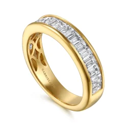 Sale Gabriel & Co. 14K Yellow Gold Channel Baguette Diamond Anniversary Band - 1.3 ct