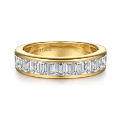 Sale Gabriel & Co. 14K Yellow Gold Channel Baguette Diamond Anniversary Band - 1.3 ct