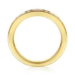 Hot Gabriel & Co. 14K Yellow Gold Channel Baguette and Round Diamond Anniversary Band - 0.8 ct