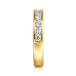 Hot Gabriel & Co. 14K Yellow Gold Channel Baguette and Round Diamond Anniversary Band - 0.8 ct