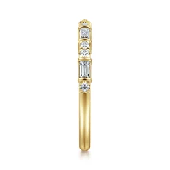 Discount Gabriel & Co. 14K Yellow Gold Channel set baguette and U Setting Round Diamond Open Anniversary Band - 0.3 ct
