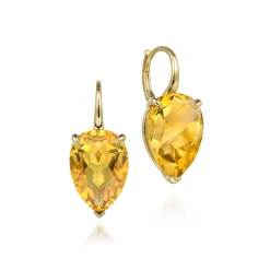 Hot Gabriel & Co. 14K Yellow Gold Citrine Flat Pear Earrings
